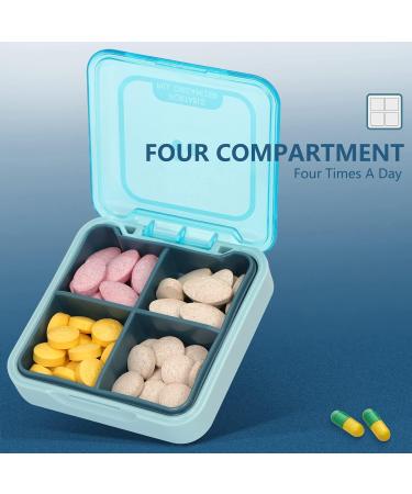 Naturetouch Pill Organizer - 4x Daily Portable Pill Box for Vitamins Medicines & Supplements - Ideal for Men & Women - Blue - Buy Online on GoSupps.com