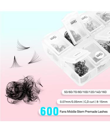 VAVALASH 600 Fans Premade Eyelash Extensions 10D 0.07 8-15mm - Mixed Length Volume Lash Fans - Thin Base, 6D-24D Options Available - Buy Online on GoSupps.com