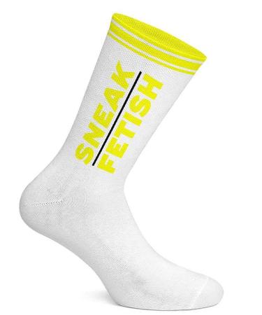 Sneak Freaxx Unisex Sneak Fetish White Neon Yellow One Size socks White (White) S