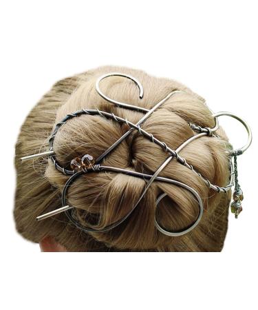 Silver Celtic Hair Clip Metal Hair Clip Large Bun Holder Hair Fork Long Thick Hair women Christmas Gift
