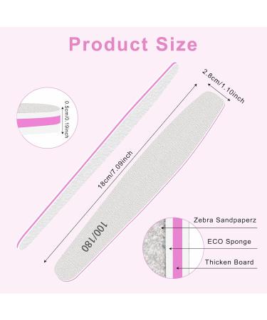 CGBE 12-Piece Professional Nail File Set - Double-Sided 100/180 Grit for Gel & Acrylic Nails | Washable Trapezoid Shape for Salon & Home Use - Buy Online on GoSupps.com