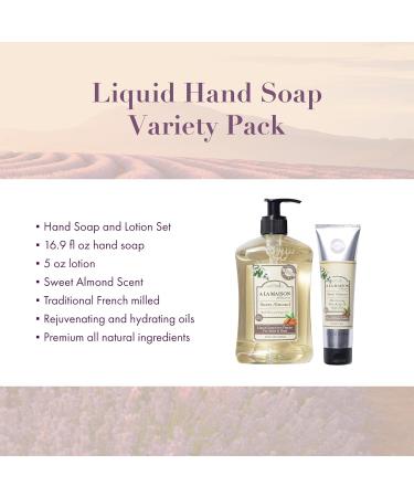 A LA MAISON de Provence Sweet Almond Liquid Hand Soap & Body Lotion | French Milled Moisturizer for Dry Skin | 16.9 oz & 5 oz | Natural Skincare - Buy Online on GoSupps.com