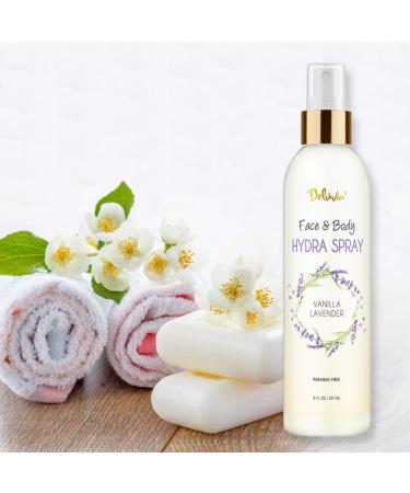 Deluvia Hydra Spray, Moisturizing Body Spray and Face Mist with Essential Oils, Organic Aloe Vera, Dead Sea Salts, Provitamin A, Vitamin C. Alcohol Free, Paraben Free. (Vanilla Lavender) - Buy Online on GoSupps.com