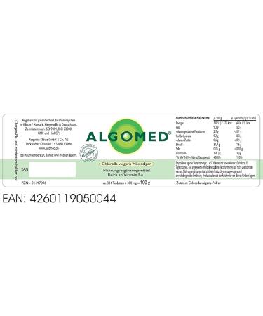 Premium Chlorella Tablets from Germany - Vegan & Pure Chlorella Vulgaris - Algomed 100g Pack - Buy Online on GoSupps.com