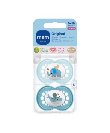 MAM Skin Soft Silicone Pacifier Set (6-16 Mo) - 2 Pack with Sterilization Box & NIP Strap | Shop Internationally - Buy Online on GoSupps.com