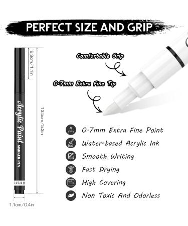 White Paint Pen 8 Pack - 0.7mm Acrylic Markers for Rock, Wood, Glass & More - Extra Fine Tip Opaque Ink - 6 White & 2 Black Pens Included - Buy Online on GoSupps.com