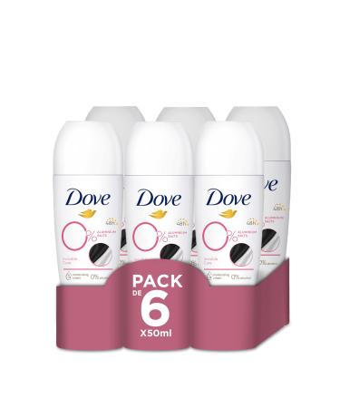 Dove 0% Deodorant Roll On 48h Original Aluminum and Alcohol Free for Women with 1/4 Moisturizing Cream 6X50ml