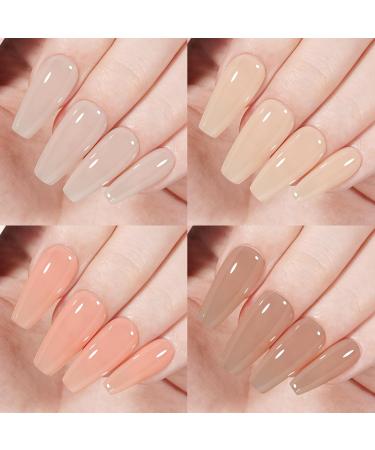 TOMICCA 4PCS Jelly Nude Gel Polish Set - Sheer Clear Crystal Translucent French Manicure Kit - Buy Online on GoSupps.com