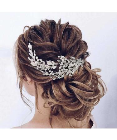 Casdre Rhinestone Bridal Hair Vine - Silver Pearl Wedding Headpiece for Women and Girls - Buy Online on GoSupps.com