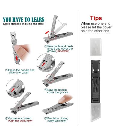 VOGARB Portable Nail Clippers for Thick Nails - Ultra Slim Folding Design with Safety Lock and File - Double Head Curved Trimmer for Toenail and Fingernail - Wide Jaw Opening Cutter (Black) - Buy Online on GoSupps.com