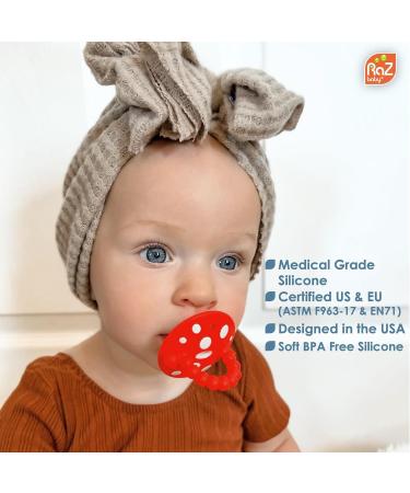 Razbaby Chompy Bite Ring for Infants & Babies | Teething Relief Toy with Massage Bristles | BPA-Free | 3 Months+ | Red/Blue - Buy Online on GoSupps.com