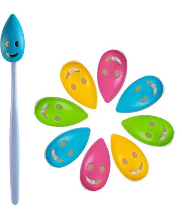 AUEAR 8 Pack Smile Face Toothbrush Head Cover Cap with Suction Cup Cute Portable Toothbrush Protective Covers Case for Home Travel Outdoor Camping 4 Colors