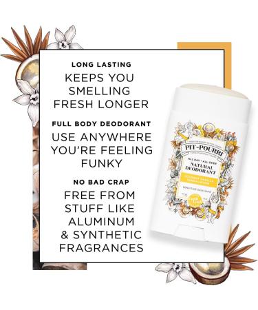 Pit-Pourri All Day-All Over Natural Deodorant Coconut Vanilla and Sandalwood - 2 Oz (Pack of 2) Coconut 2 Ounce (Pack of 2) - Buy Online on GoSupps.com
