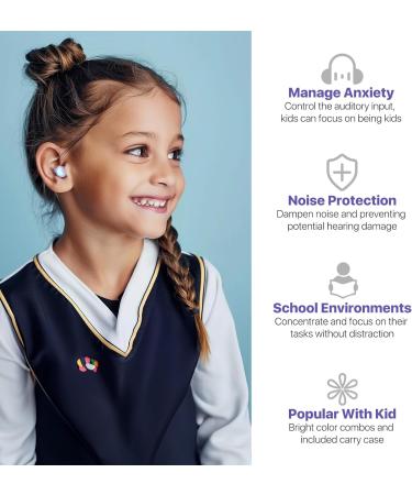 Kids Ear Plugs (5-12 yrs) - Reusable Noise Reduction for Focus & Travel | 8 Ear Tips | 26dB Noise Cancelling - Violet & Green - Buy Online on GoSupps.com