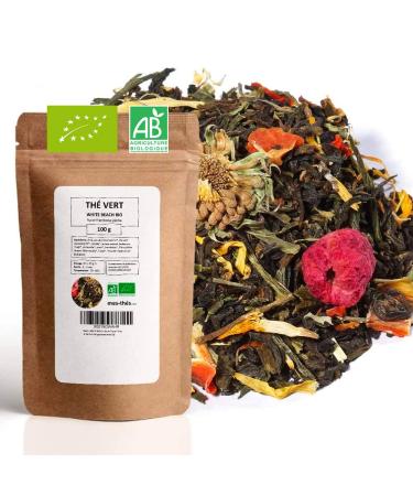 Organic Green Tea ? Strawberry Raspberry Peach ? White Beach ? Loose Green Tea ? 100g Bag with Zip ? 40 Cups ? 100% Organic Farming ? Quality Green Tea ? Satisfied or Refunded ?