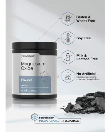 Horb ach Magnesium Oxide Powder | 400mg | 8 Ounces (227 g) | Vegetarian Non-GMO and Gluten Free Supplement - Buy Online on GoSupps.com