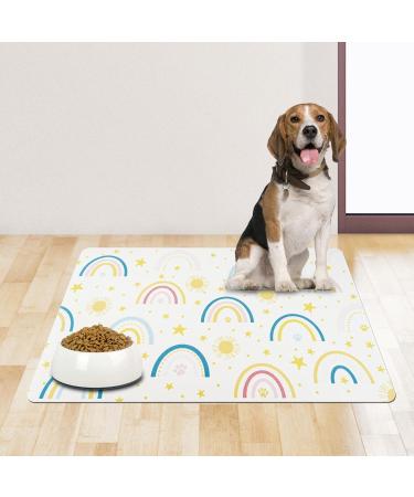 Solday Pet Food Mat for Dogs & Cats - 50x30cm Waterproof Silicone Bowl Pad with Rainbow Pattern - Non-Slip Feed Mat (Ivory) - Buy Online on GoSupps.com