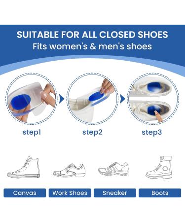 Heeren Cushion - 2 Pairs Gel Heel Protection Pads for Plantar Fasciitis & Heel Pain Relief - Blue Silicone Heel Socks (4 Pieces) - Buy Online on GoSupps.com