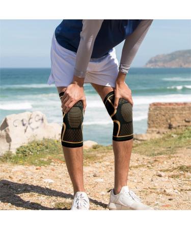 Copper Knee Braces (2 Pack) - Compression Sleeve for Knee Pain & Arthritis - Support for Men & Women - Large Size - Black - Buy Online on GoSupps.com