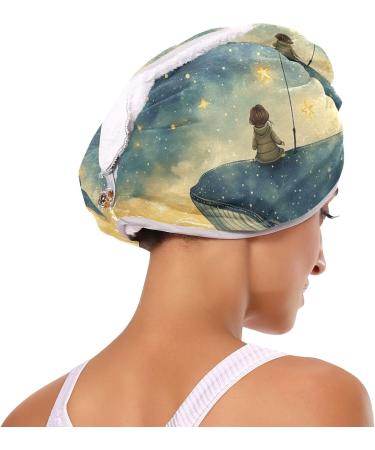 Starry Sky Girl Whale Hair Towel 2 Pack | Super Absorbent Quick Dry Hair Turbans for Women & Girls - Buy Online on GoSupps.com