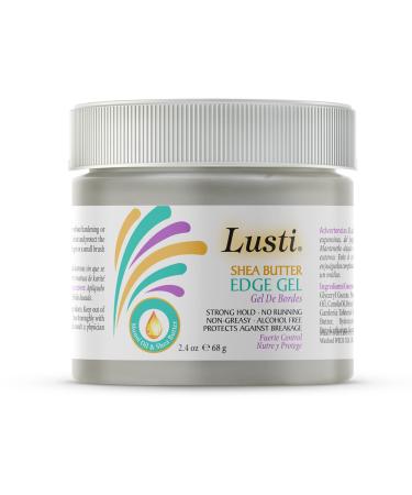 Lusti Shea Butter Edge Gel  2.4 fl oz - Strong Hold - No Running  Non-Greasy - Alcohol-Free - Protects Against Breakage