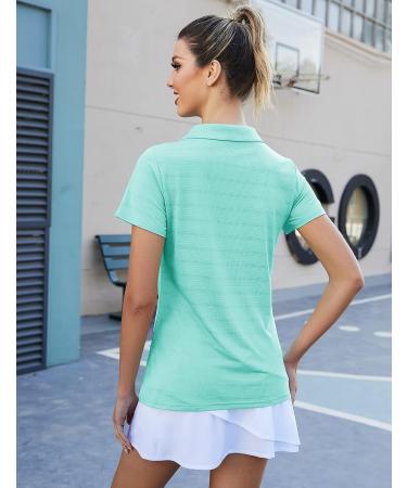 Loovoo Women's Moisture Wicking Golf Polo T-Shirt - Quick Dry Short Sleeve Workout Top (Green, Medium) - Buy Online on GoSupps.com