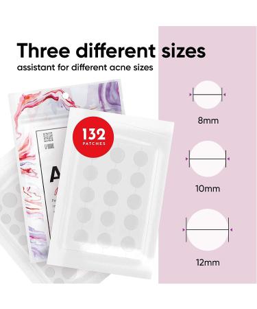 LE GUSHE Acne Patches 132 Dots | 3 Sizes 8mm, 10mm, 12mm | Hydrocolloid Pimple Blemish Treatment - Buy Online on GoSupps.com