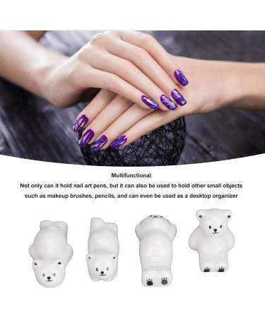 Cute Bear Nail Art Pen Holder Ceramic Material Stable Base Set of 4 Nail Art Pen Bracket Desktop Organizer for Home and Salon - Buy Online on GoSupps.com