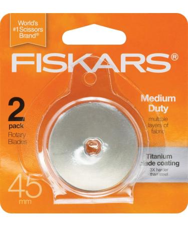Fiskars 158290-1001 Titanium Rotary Cutter Replacement Blades - 45mm, 2 Pack, Silver - Buy Online on GoSupps.com