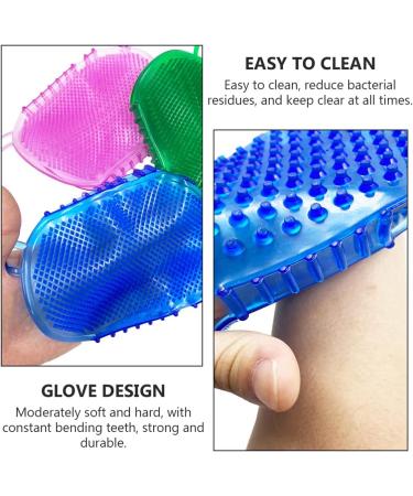 Lurrose 3pcs Silicone Body Brush Shower Mitts - Gentle Exfoliating and Cleansing Glove for SPA Massage - Random Color - Buy Online on GoSupps.com