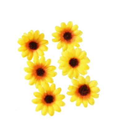 SPONGL Party Hairclip 6PCS Sun Flower Hair Barrettes for Casual Formal Festival Hair Clip Women Girl Hair Styling Tool Nonslip Flower Side Pin Yellow