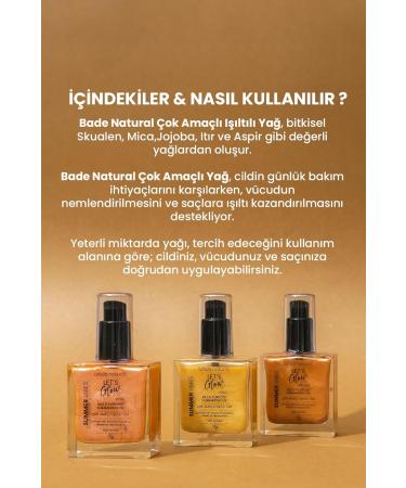 Bade Natural Bronze Shimmer Multi-Use Oil 100% Natural Plant Oils with Jojoba Moisturizer for Body 1.69 fl oz (50 ml) - Buy Online on GoSupps.com