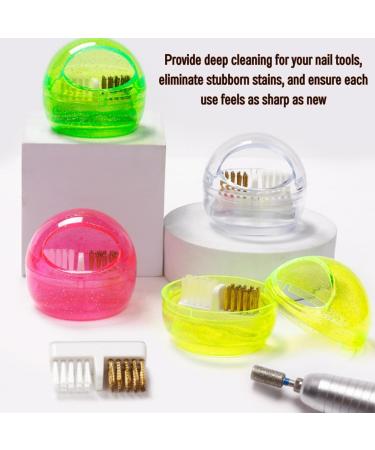 AlxMuNao Nail Drill Bit Cleanser Box Mini Nail Art Drill Head Dual Clean Brush Nail Art Drill Bit Cleaning Brush Box Polishing Manicure Tool for Nail Salon or Home (Yellow) - Buy Online on GoSupps.com