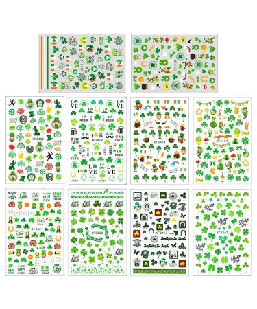 Uonlytech Nail Kits 10 Sheets Patrick s Day Nail Stickers Green Nail Nail Tip Stickers Art Decal Nail Art Sticker Self- Adhesive Nail Tips for Manicure Women Kids Suit