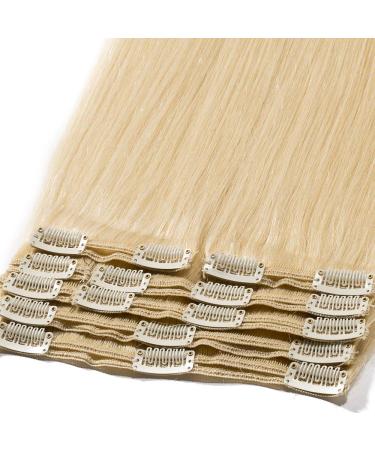 Clip In Extensions Real Hair - 100% Remy 8 Pcs 18 Clips Thick Double Wefts 30cm 115g #613 Light Blonde - International Shipping - Buy Online on GoSupps.com
