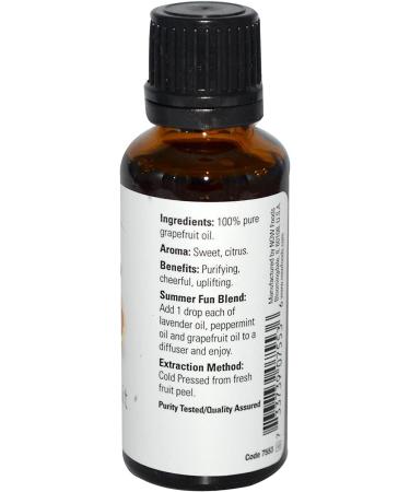 Now Foods Grapefruit Essential Oil 1 fl oz (30ml) - Pure Natural Aromatherapy - Buy Online on GoSupps.com