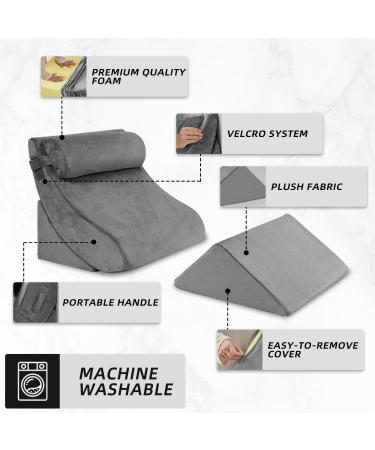 4PCS Axelrod Orthopedic Bed Wedge Pillow Set for Back, Neck, and Leg Pain Relief - Adjustable Ortho Pillows for Anti Snoring, Heartburn, Acid Reflux - Grey - Buy Online on GoSupps.com