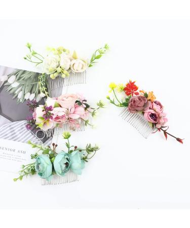 4 Pack Rose Flower Silver Wire Hair Combs - Women's Wedding Bridal Accessories - Buy Online on GoSupps.com