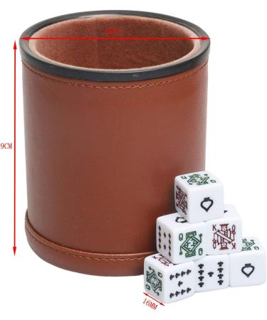 Leatherette Dice Cup with Poker Dice and Felt Lining - Perfect for Playing Yahtzee, Farkle, and Liars Dice - Buy Online on GoSupps.com