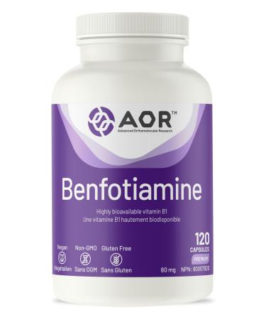 AOR - Benfotiamine 80mg 120 Capsules - Vitamin B1 Thiamine for Nerve Support Formula Metabolism Support and Healthy Aging - Vitamin B1 Benfotiamine Supplement - Nerve Support Supplement
