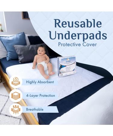 Soft Absorbent Washable Incontinence Bed Pad - Large Waterproof Coverage with Tuck-in-Sides Leakage & Sweat Linen Protector - Reusable King 36x72 Bed Pad White King 36 in x 72 in (1 Count) - Buy Online on GoSupps.com