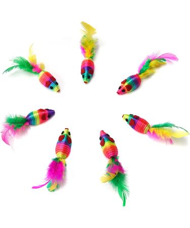 Chiwava 24PCS 5 Rattle Cat Toys with Feather Rainbow Rope - Interactive Mouse Kitten Toy - Buy Online on GoSupps.com