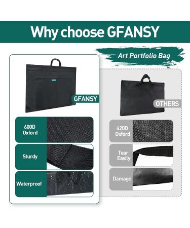 GFANSY Art Portfolio Tote Bag 24x36 | Soft Folder for Artwork | 600D Oxford Artist Case with 3 Storage Bags & Shoulder Strap - Buy Online on GoSupps.com