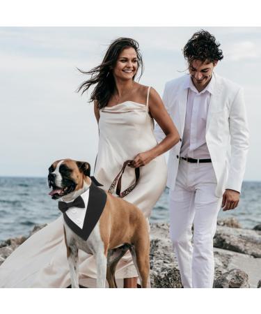 MHauslie Formal Tuxedo Dog Bandana with Bow Tie - Adjustable Neckerchief for Small Dogs in Black - Buy Online on GoSupps.com