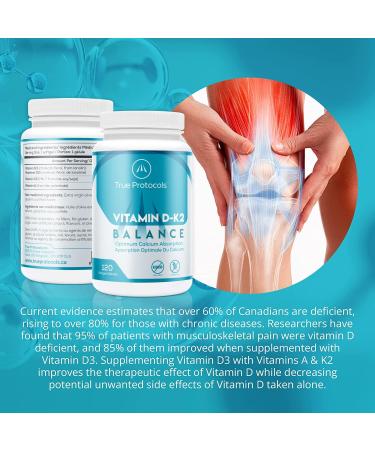 TRUE PROTOCOLS - Vitamin D-K2 Balance - Vitamin D3 (1000 IU) + Vitamin K2 MK7 (120 mcg) + Vitamin A (500 IU) - 240 Bioavailable Softgels For Strong Bones & Improved Muscle Function - 100% Non-GMO D3 K2 A Supplement 240 count (Pack of 1) 240.0 - Buy Online on GoSupps.com