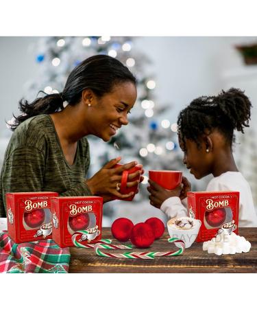 3x Hot Chocolate Bombs with Marshmallows 3x Christmas Candy Canes Sweets Christmas Eve Box Fillers for Kids Teenage Girls Boys Toddler Adults | Xmas Stocking Fillers Drinking Chocolate Peppermint (3) - Buy Online on GoSupps.com