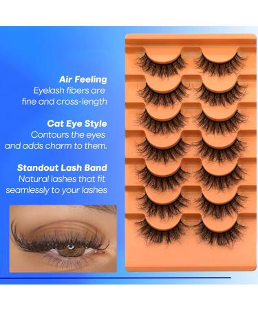 False Eyelashes 7 Pairs 3D Long Volume Cat Eye Lashes Wispy Eyelashes Natural Look Clear Band Lashes Fluffy Thick 20mm Faux Mink Fluffy Strip False Lashes Fox Eye Lashes Makeup For Women - Buy Online on GoSupps.com