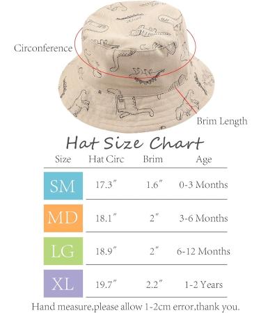 XIAOHAWANG Baby Boy Sun Hat | Dinosaur Bucket Hat for Infant Toddler | 1-2 Years, Khaki - Buy Online on GoSupps.com