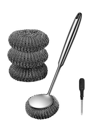 Metal Scrubber Dish Scrub Brush - Multipurpose Dish Brush with Handle | Drill Brush Power Scrubber | Pot Pan Sink Cleaning Pot Pan Sink Cleaning for Bathroom Kitchen Wall Oven Dish Tile Tub Floor (approx.)33*8cm.