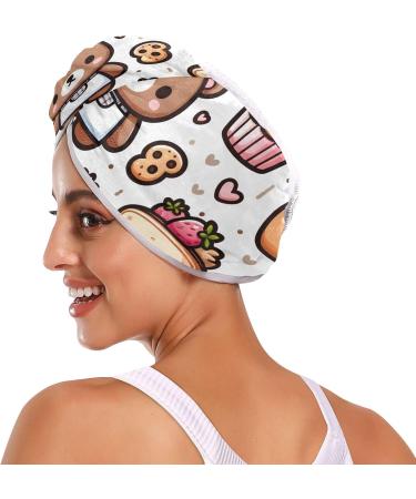 Buy Cute Teddy Bear Stickers & Super Absorbent Hair Towels - 2 Pack Quick Dry Turbans for Women & Girls - Buy Online on GoSupps.com